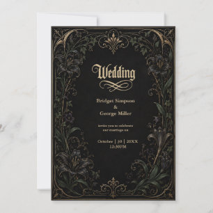 Invitación medieval gótico Lirio Hiedra Boda de Oro 