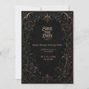 Invitación medieval Gótico Lirio Hiedra Boda de Oro