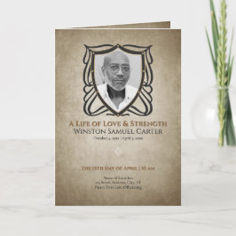 Invitación Medieval‑Inspired Shield 5 Photo Collage Funeral