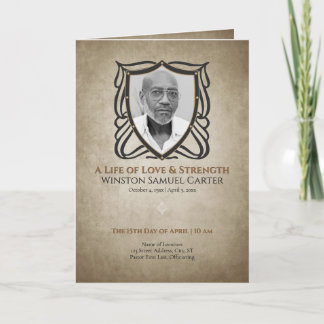 Invitación Medieval‑Inspired Shield 5 Photo Collage Funeral