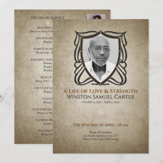 Invitación Medieval‑Inspired Shield 5 Photo Collage Memorial