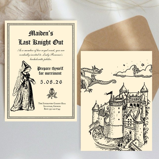Invitación Medieval “Last Knight Out” Bachelorette (Subido por el creador)