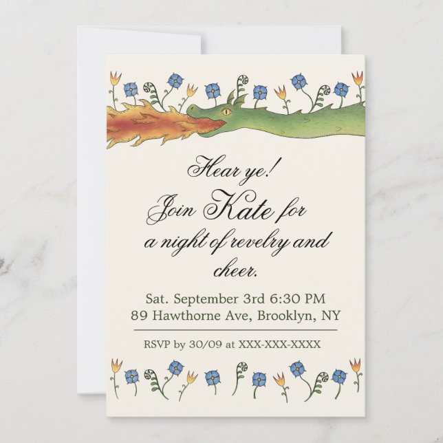 Invitación Medieval Ren Faire  dragon Invitation (Anverso)