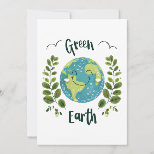 Invitación Medio ambiente mundial - Tierra sonriente con Tier