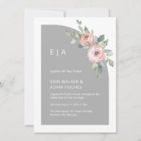 Medio arco de monograma Minimalista rosa y gris fl