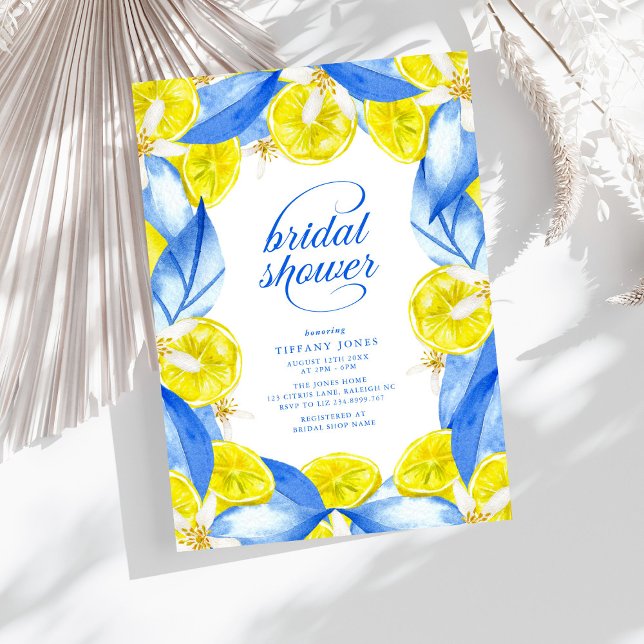 Invitación Mediterranean Blue Yellow Lemons Bridal Shower (Subido por el creador)