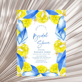 Invitación Mediterranean Blue Yellow Lemons Bridal Shower