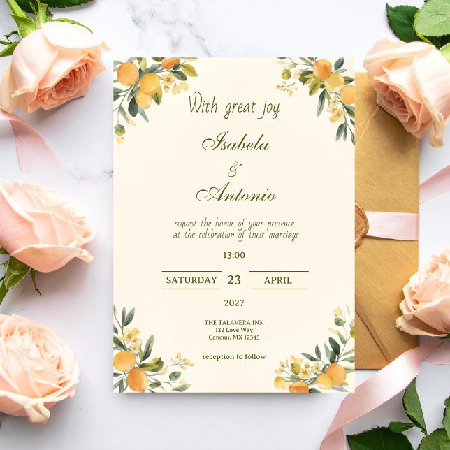Invitación Mediterranean Citrus Botanical Wedding (Subido por el creador)