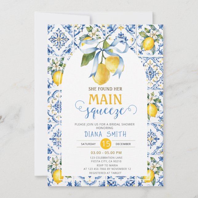 Invitación Mediterranean Citrus Main Squeeze Despedida de Sol (Anverso)