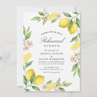 Invitación Mediterranean Citrus Wreath Rehearsal Dinner