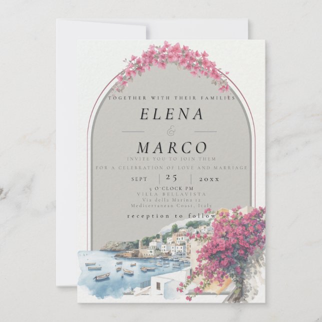 Invitación Mediterranean / European Destination Wedding  (Anverso)