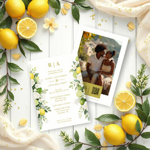 Invitación Mediterranean Fresh Lime Lemons & Flowers Garlands