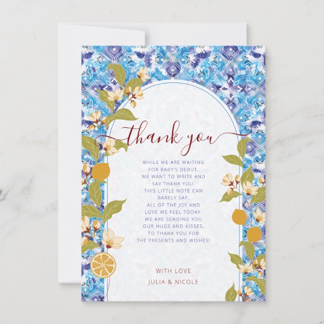 Invitación Mediterranean Lemon Amalfi Coast Baby Shower (Anverso)