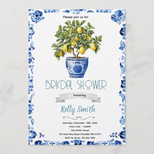 Invitación Mediterranean lemon Bridal Shower invitation (Anverso)