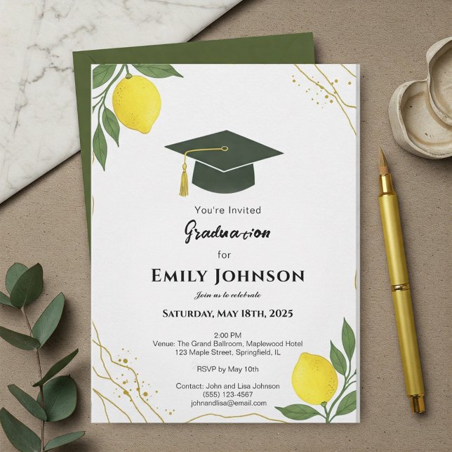 Invitación Mediterranean Lemon Graduation Invitati (Subido por el creador)