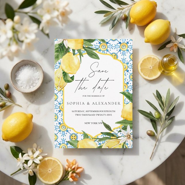 Invitación Mediterranean Lemon Save the Date | Italian Amalfi (Subido por el creador)
