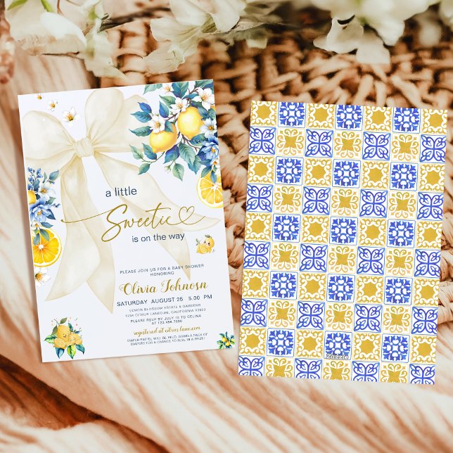 Invitación Mediterranean Lemon Sweetie Citrus Bow Baby Shower (Subido por el creador)