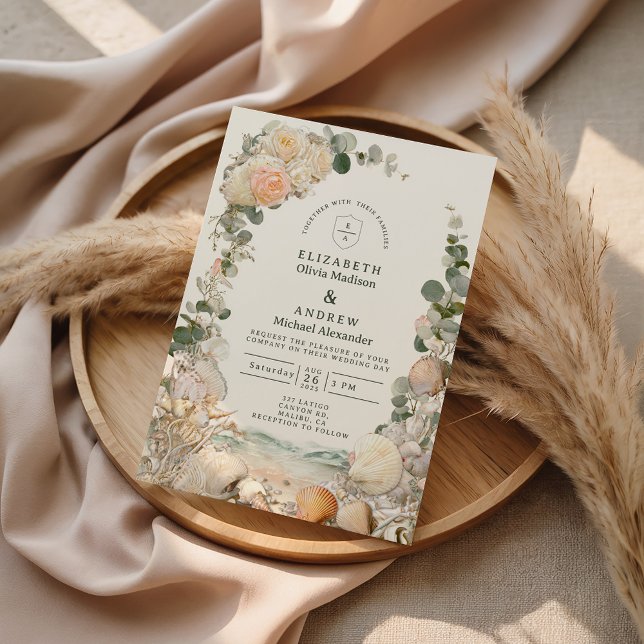 Invitación Mediterranean Seashell Botanical Wedding (Subido por el creador)