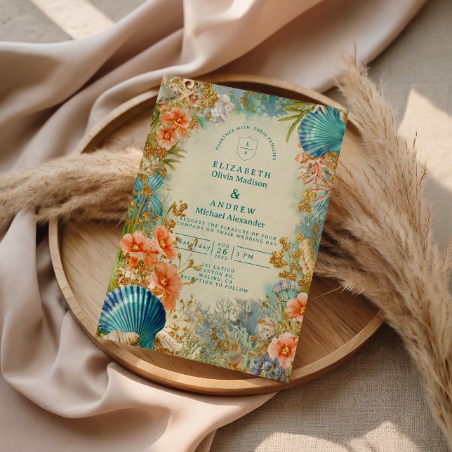 Invitación Mediterranean Seashell Elegance Wedding (Subido por el creador)