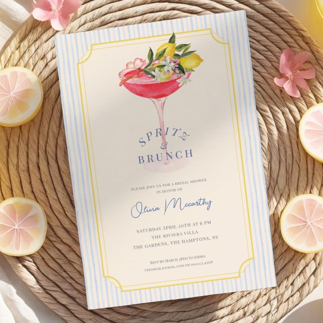 Invitación Mediterranean Spritz & Brunch Lemon Bridal Shower (Subido por el creador)