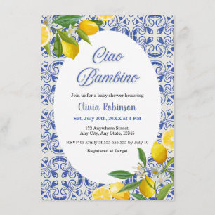 Invitación Mediterráneo Italiano Ciao Bambino Baby Shower