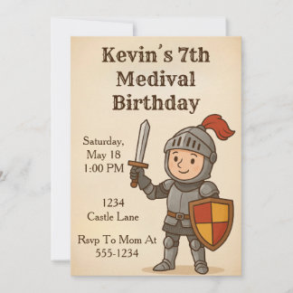 Invitación Medival Knight Birthday