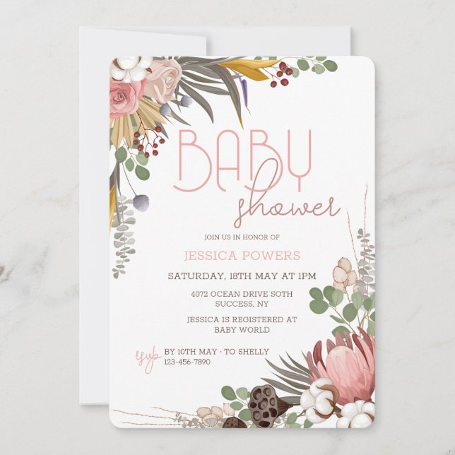 Invitación Medley de Flores Secas (Anverso)