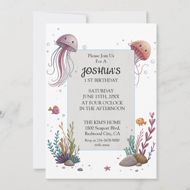 Invitación Medusas Adorables (Anverso)