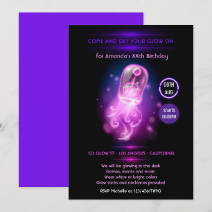 Invitación Medusas de color rosa brillan en la oscuridad Fies