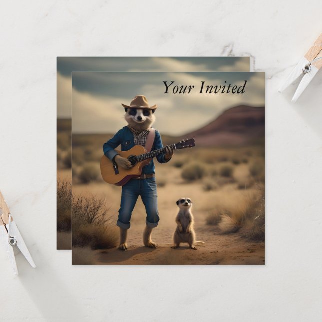 Invitación Meerkat Duet: Juntos en armonía, (Anverso/Reverso In Situ)