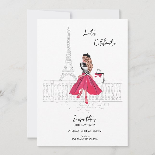 Invitación Meet Me in Paris – Birthday Party Invitation (Anverso)