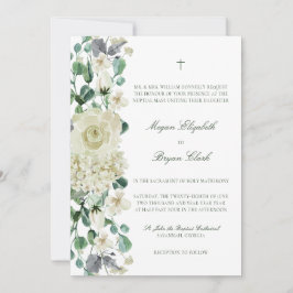 Invitación Megan Elegant Greenery Boda Católica Blanca