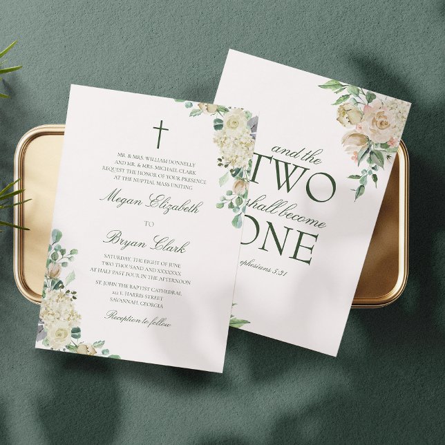 Invitación Megan Floral Watercolor Católico Boda (Subido por el creador)