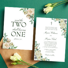 Invitación Megan White Roses Greenery Boda cristiana