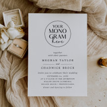 MEGHAN Elegante Escudo Monograma Boda blanco negro