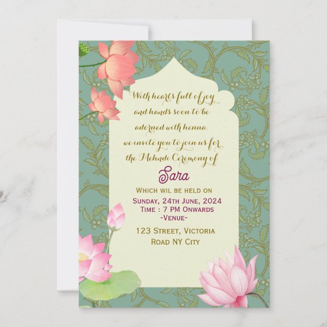 Invitación Mehendi Ceremony Digital Invitations  (Anverso)