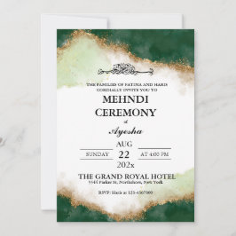 Invitación Mehndi, Boda islámico de la agonía del oro verde