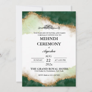 Invitación Mehndi, Boda islámico de la agonía del oro verde