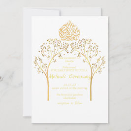 Invitación Mehndi Floral elegante boda musulmán BLANCO