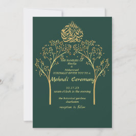 Invitación Mehndi Floral elegante EMERALDGREEN boda musulmán