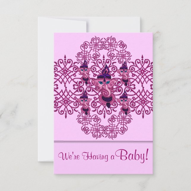 Invitación Mehndi Ganesha (Rosa) (Anverso)