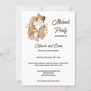 Invitación Mehndi Henna novia novio pareja simple