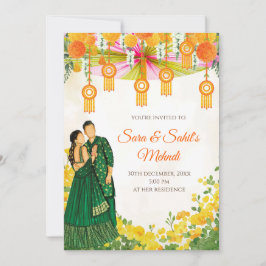 Invitación Mehndi invita a Henna fiesta y a Mehndi Night a in