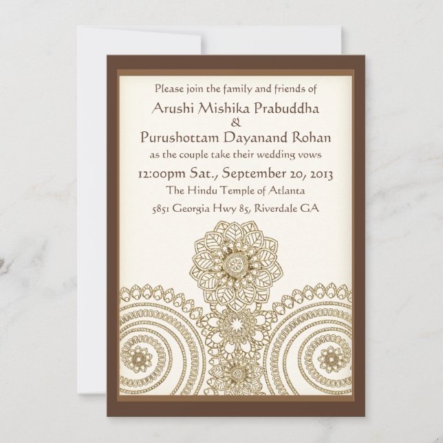 Invitación Mehndi Lace (Invitación a la boda las 5 horas del  (Anverso)