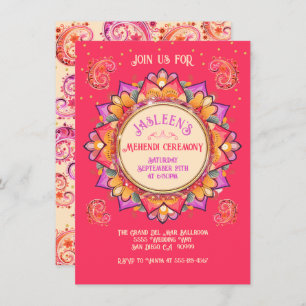 Invitación Mehndi Mandala Fiesta nocturno Oro rosado
