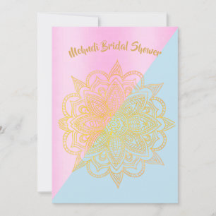 Invitación Mehndi Mehendi Blue Pink Henna Bridal Shower