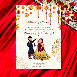 Invitación Mehndi sangeet invita a bailar una linda pareja in