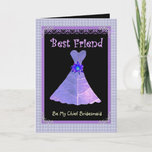 Invitación MEJOR AMIGO - Jefe de Bridesmaid Purple Gown