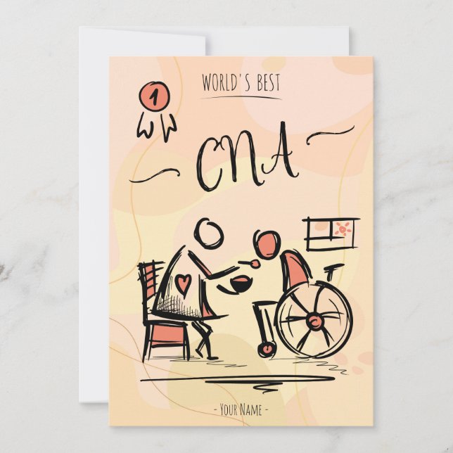 Invitación Mejor CNA del mundo: regalo de asistente de enferm (Anverso)