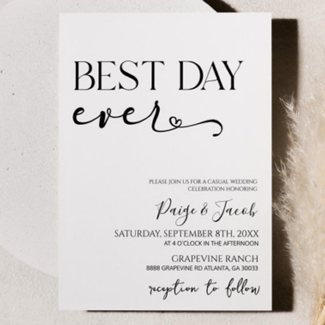 Invitación Mejor Día Boda Casual Elegante Minimalista (Subido por el creador)